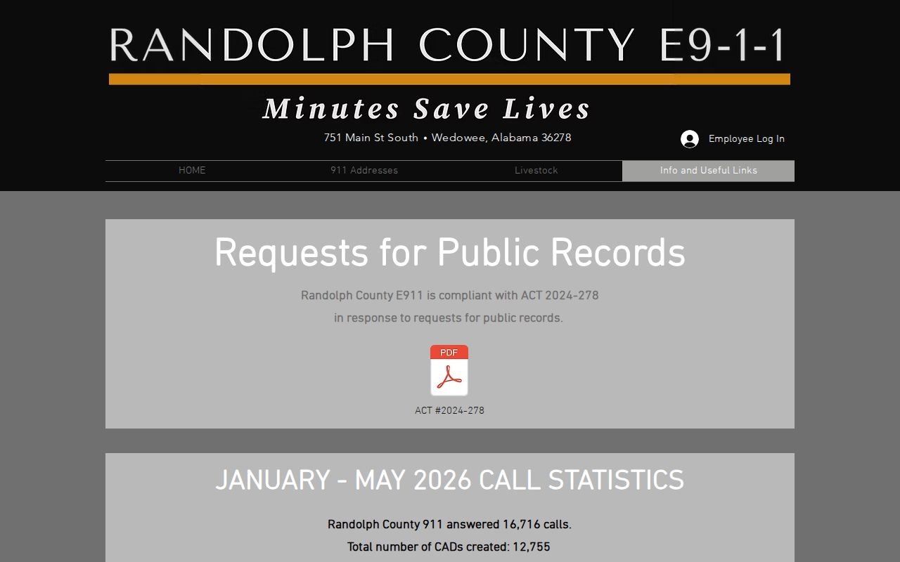 Randolph County E911 useful links for Wedowee Police arrest information